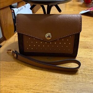 Michael Kors Brown Star-Embellished Wristlet